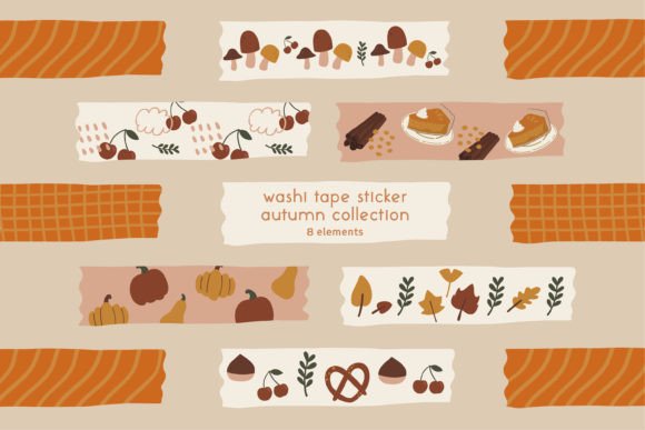 Download Digital Autumn Washi Tape Clip Art Set - Digital autumn Collection