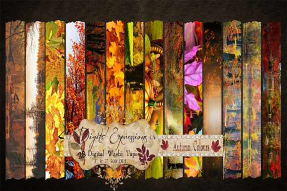 Download Digital Autumn Printable Washi Tape - Digital autumn Collection