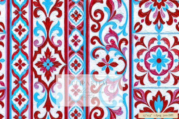 Download Moroccan Tile Damask Red Blue Pattern - Tile Collection