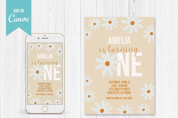 Download Daisy First Birthday Party Invitations - Party Collection